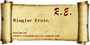Riegler Ervin névjegykártya